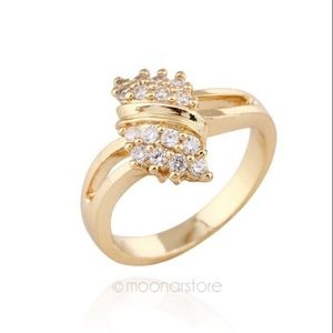 18K Gold Filled Round Rhinestone Crystal Ring